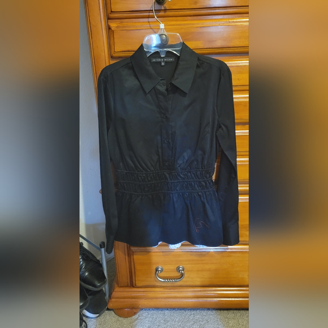 Women's Xs Antonio Melani Black Long Sleeve Blouse
